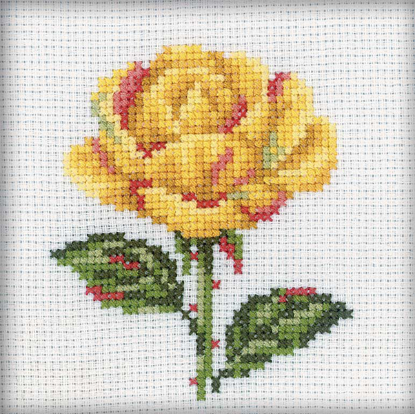 Broderikit 10x10cm Gul Ros 169