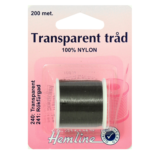 Tråd Transparent 200m Rökfärgad, Hemline