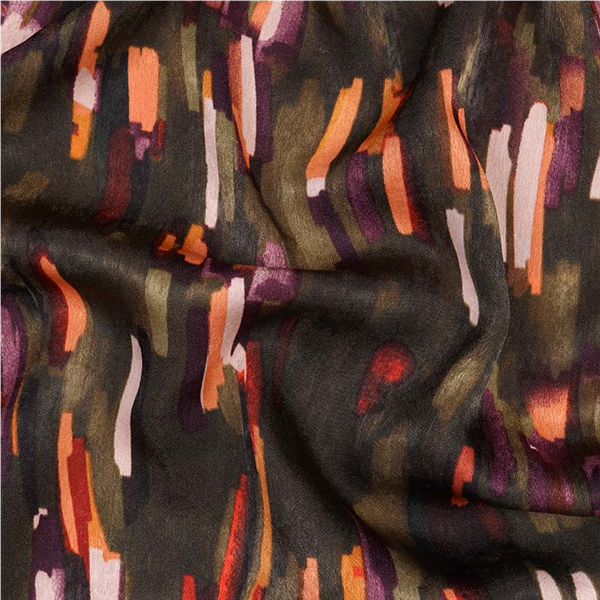 Satin Leslie Grön/Orange/Lila Korta streck | Klädtyger | Festtyger | Ohlssons Tyger