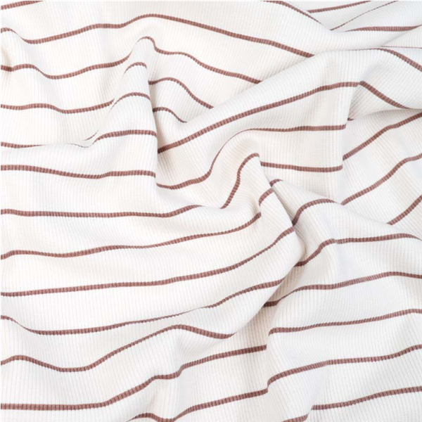 Stuv Ribbad Bomullstrikå Rand 0,9m 51266 Offwhite/Brun 151 | Partityger | Stuvar | Ohlssons Tyger