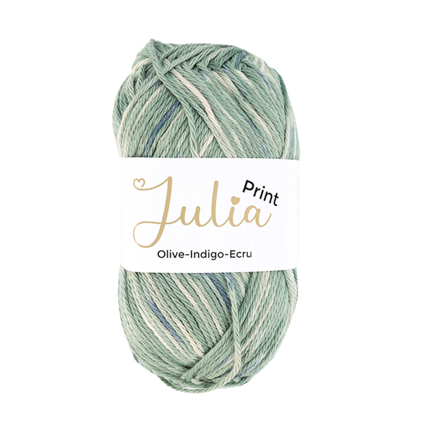 Bomullsgarn Julia 100g Olivgrön/indigo/ecru 01616