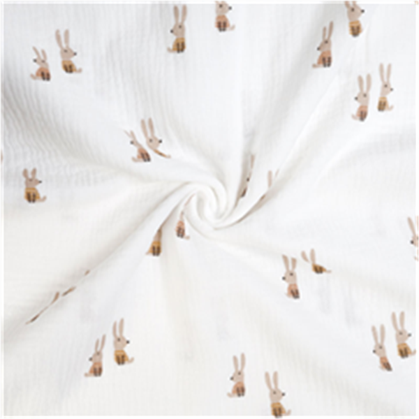 Muslin Hare Stuv 0,5M 045236 Offwhite/Brun 051 | Klädtyger | Muslin | Ohlssons Tyger
