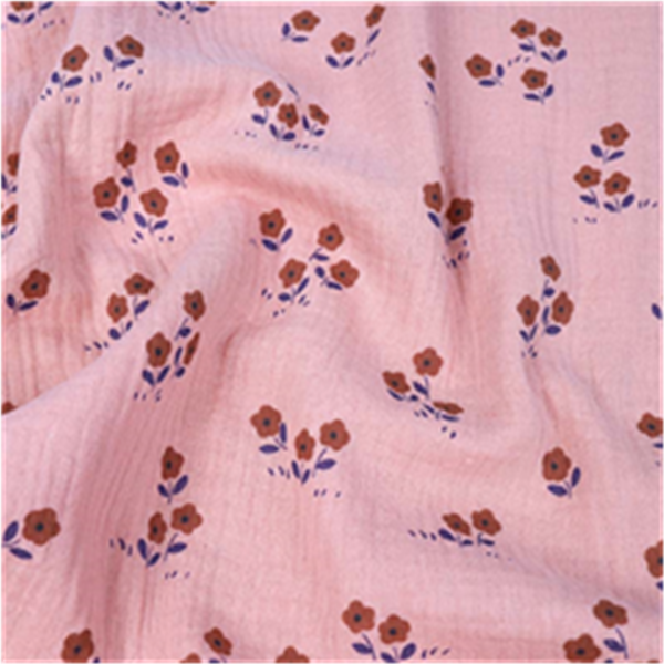 Stuv Muslin Blomster 0,65m 52382 Muslin Blomster Rosa/Röd 050 | Vävda Klädtyger | Bomullstyger | Ohlssons Tyger