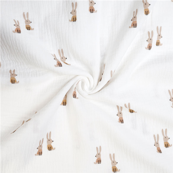 Muslin Hare Offwhite/Brun 051 | Klädtyger | Muslin | Ohlssons Tyger