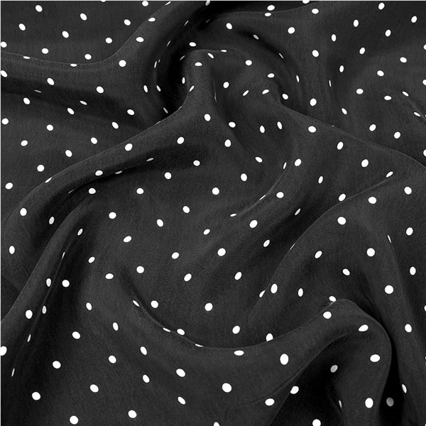 Stuv Italiensk Viscose Bella 1,6m 53836 Svart/Vit prickig | Partityger | Stuvar | Ohlssons Tyger