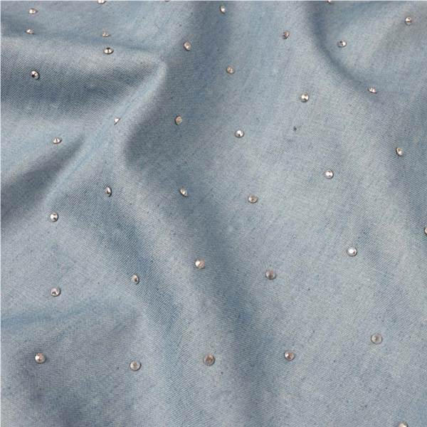 Stuv Denim Strass 1,3m 48251 Baby Blå 003 | Partityger | Stuvar | Ohlssons Tyger