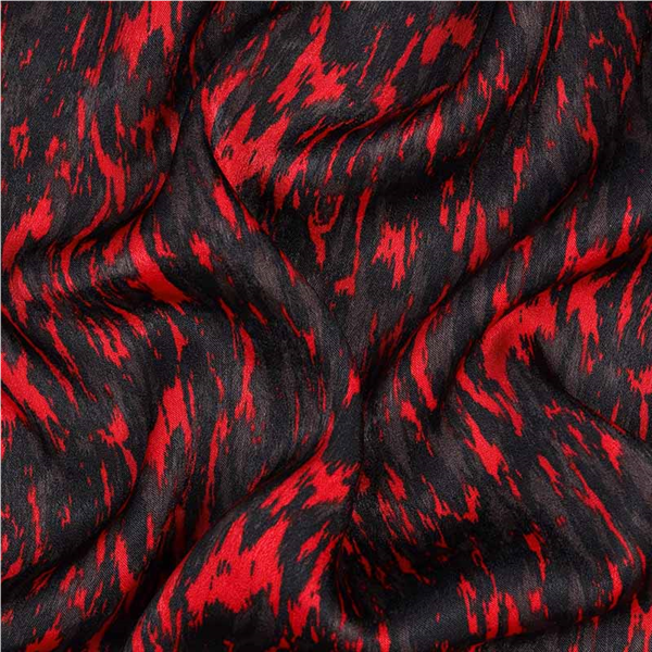 Satin Leslie Svart/Röd Spräcklig | Klädtyger | Festtyger | Ohlssons Tyger
