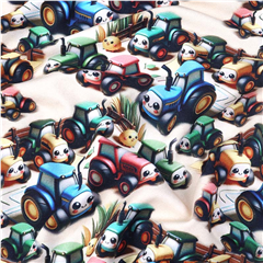 Bomullstrikå Söta Traktorer