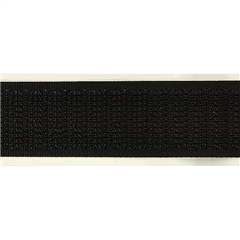 Kardborreband 20mm, självhäftande, svart, hård del