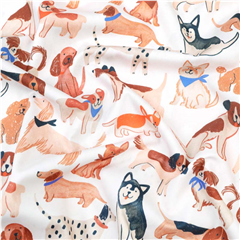 Bomullspoplin Hundvänner