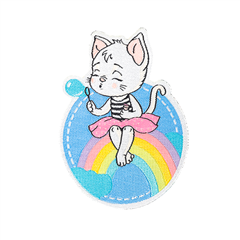 Tygmärke Katt & regnbåge