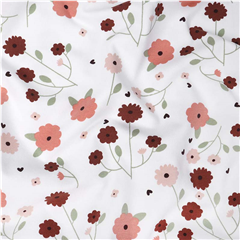 Bomullstrikå Blommor & Hjärtan