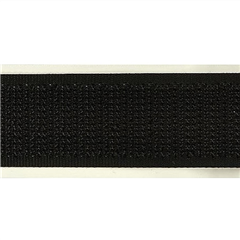Kardborreband 38mm, självhäftande, svart, hård del