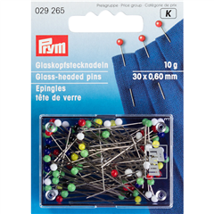 Knappnålar med glasknopp