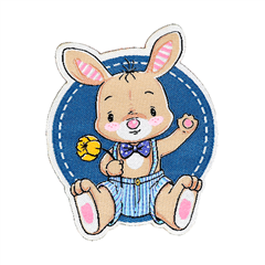 Tygmärke Kanin & blomma