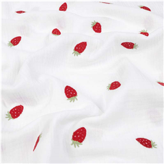 Muslin Broderade Jordgubbar