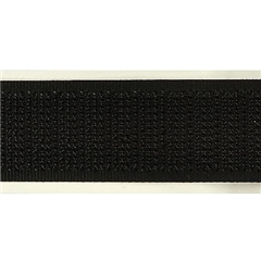 Kardborreband 38mm, sy på, svart, hård del